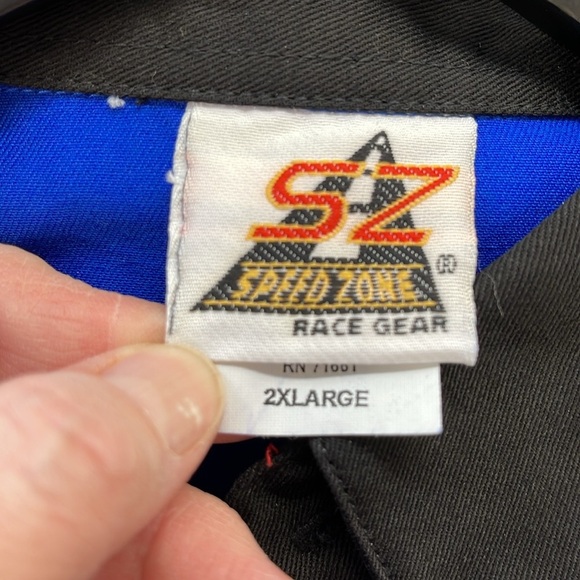 Speed Zone Race Gear Team Crestliner Boats Blue Black Button Up Shirt Size 2XL - Picture 7 of 8